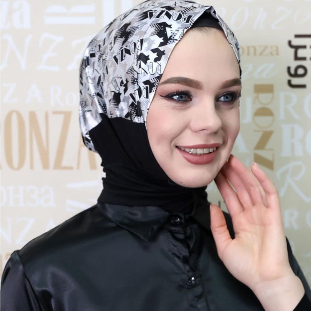 Black and White Patterned Hijab